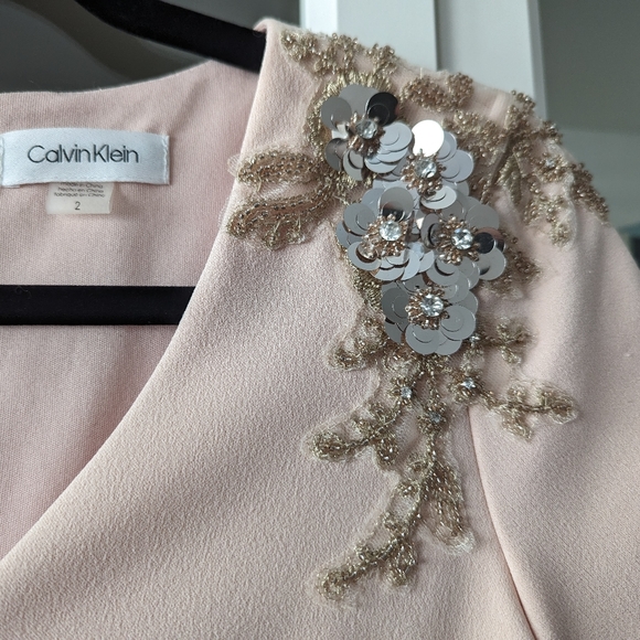 NWT Calvin Klein Blush Pink Dress with Beading - Picture 4 of 5